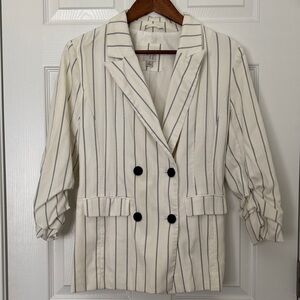 a new day Ivory and Black Pinstripe Blazer